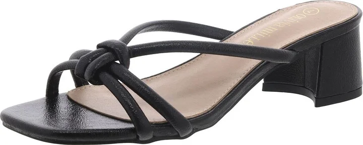 Womens Faux Leather Square toe Block Heel
