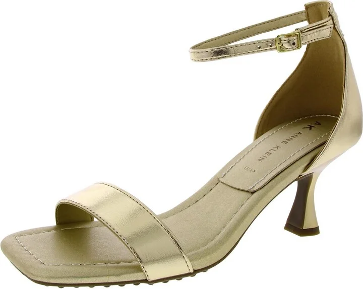Womens Faux Leather Square Toe Heels