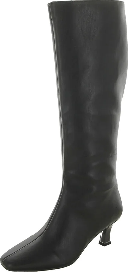 Womens Faux Leather Square Toe Knee-High Boots