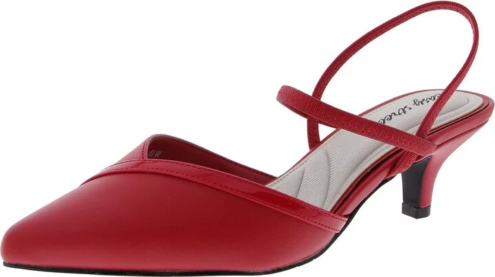 Womens Faux Leather Strappy Kitten Heels