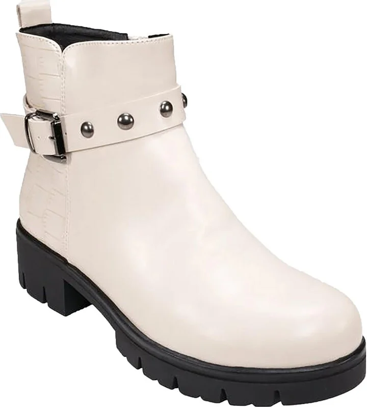 Womens Faux Leather Studded Booties