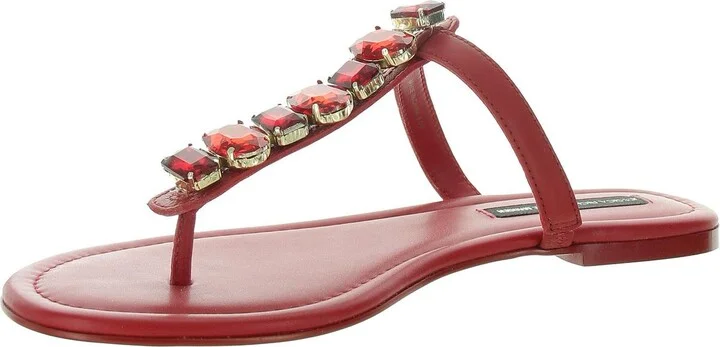 Womens Faux Leather T-Strap Thong Sandals