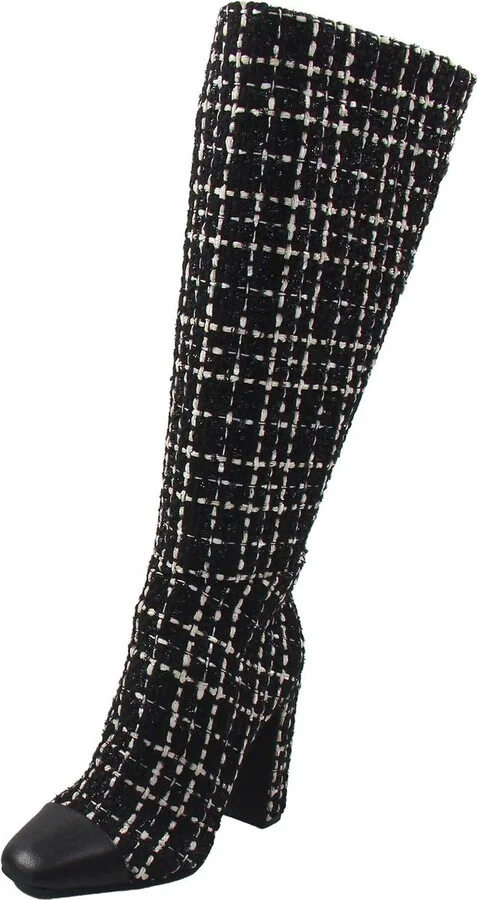 Womens Faux Leather Toe Cap Knee-High Boots
