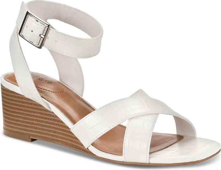 Womens Faux Leather Wedge Sandals