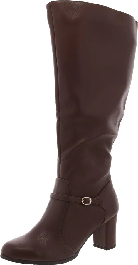 Womens Faux Leather Wide Calf Knee-High Boots