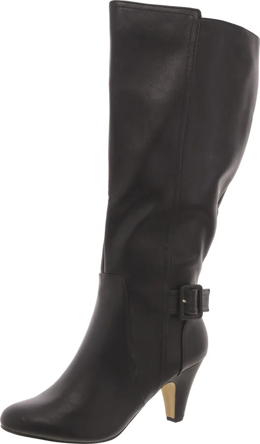 Womens Faux Leather Wide Calf Knee-High Boots
