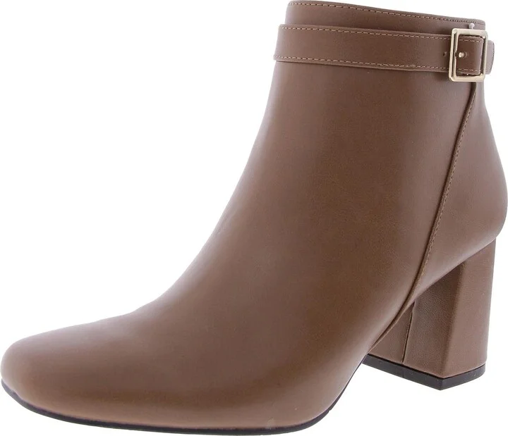 Womens Faux Leather Zip Up Ankle Boots