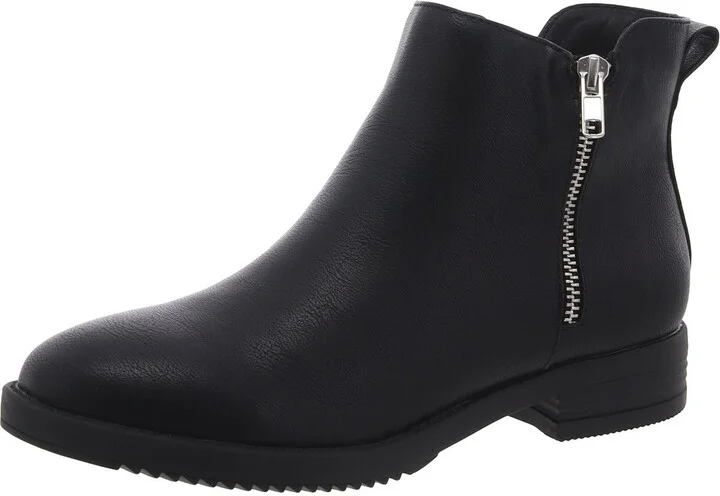 Womens Faux Leather Zipper Booties
