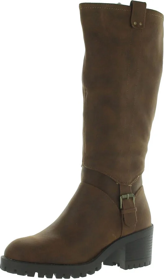 Womens Faux Leather Zipper Knee-High Boots