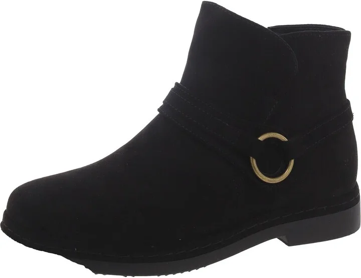Womens Faux Suede Block Heel Ankle Boots