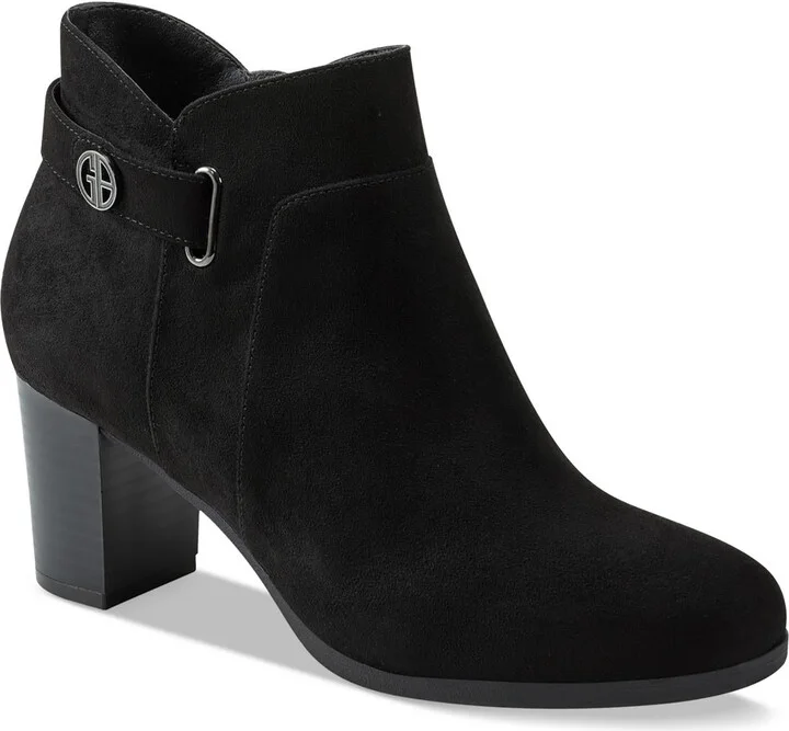 Womens Faux Suede Block Heel Booties