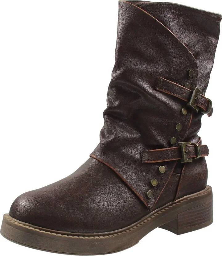 Womens Faux Suede Block Heel Knee-High Boots