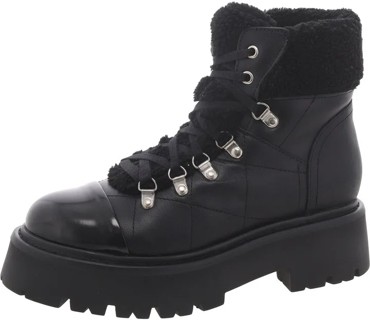 Womens Faux Suede Block Heel Shearling Boots