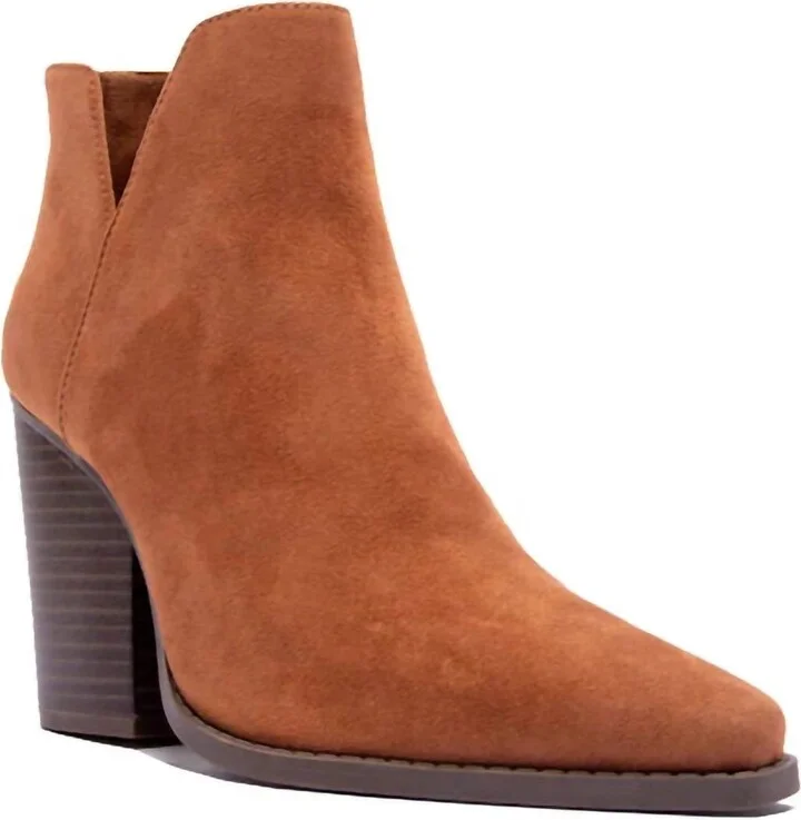 Women's Faux Suede Bootie In Camel