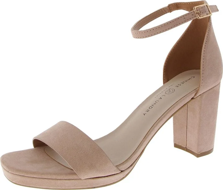 Womens Faux Suede Buckle Ankle Strap