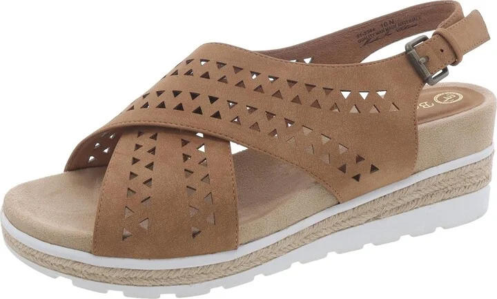 Womens Faux Suede Criss-Cross Slingback Sandals