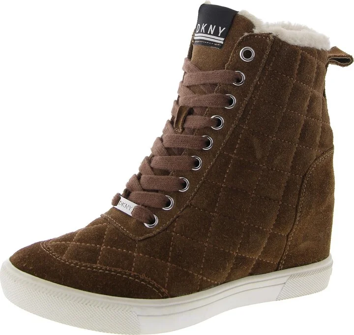 Womens Faux Suede Faux Fur Lined Ankle Boots