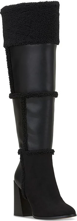 Womens Faux Suede Faux Fur Over-The-Knee Boots