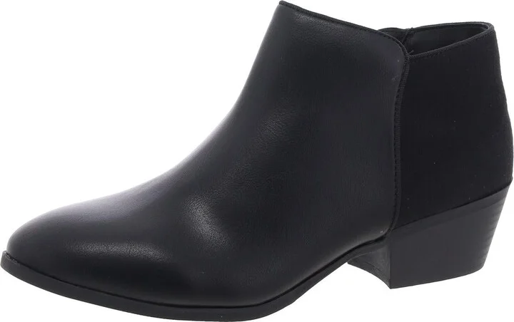 Womens Faux Suede Mixed Media Ankle Boots