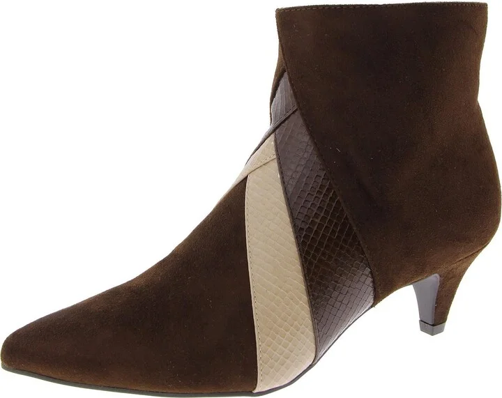 Womens Faux Suede Mixed Media Booties