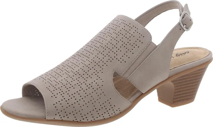 Womens Faux Suede Perforated Slingback Sandals