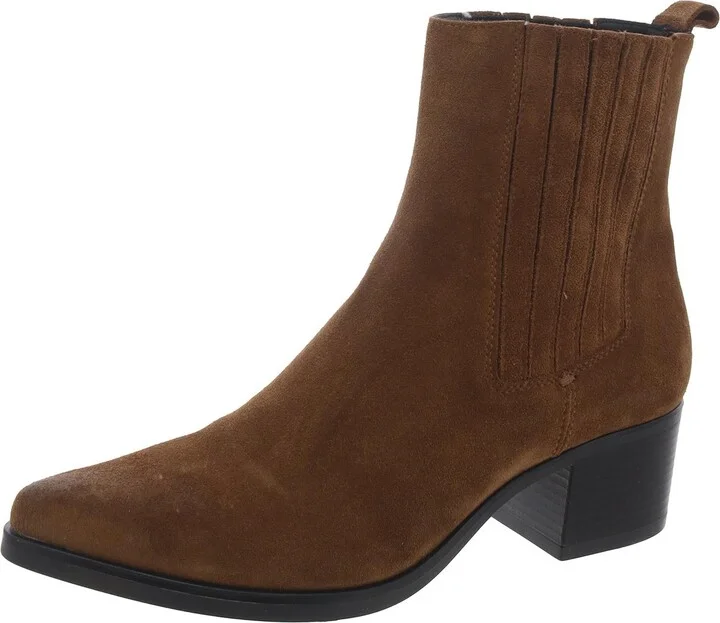 Womens Faux Suede Pointed Toe Ankle Boots