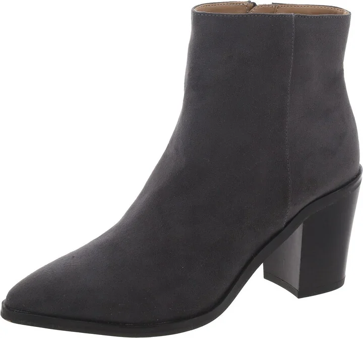 Womens Faux Suede Pointed Toe Ankle Boots
