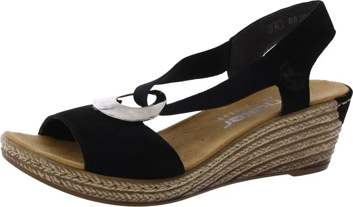 Womens Faux Suede Slip On Wedge Sandals