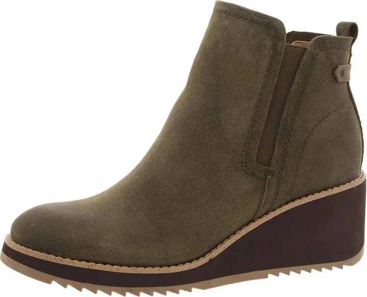 Womens Faux Suede Wedge Chelsea Boots