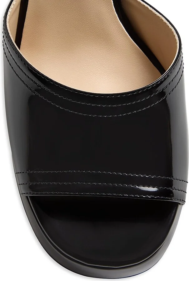 Women's Fawcette 100MM Platform Sandals in Polished Calfskin - Black - Size 7 - Image 6