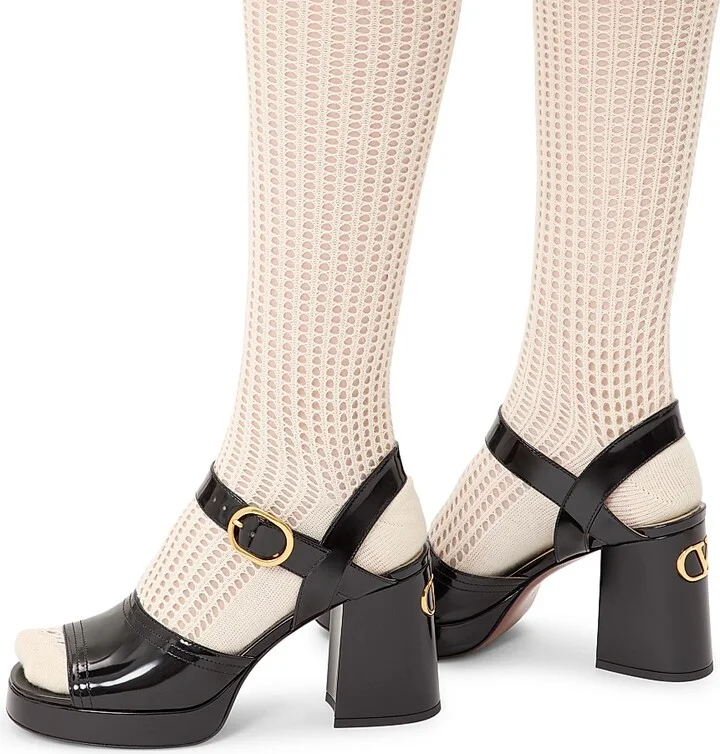 Women's Fawcette 100MM Platform Sandals in Polished Calfskin - Black - Size 7 - Image 7