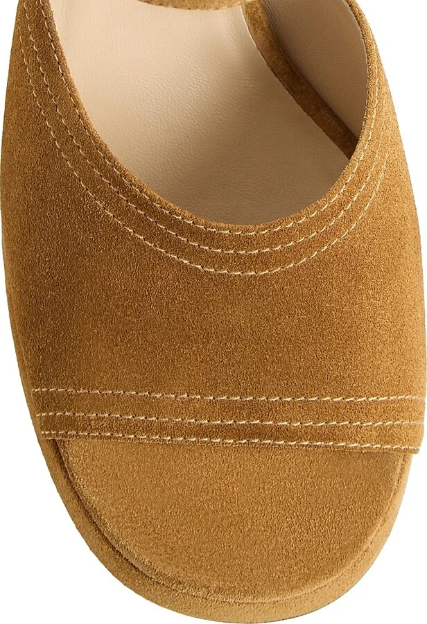 Women's Fawcette Platform Crust Leather 100MM Sandals - Havana Beige - Size 7 - Image 6