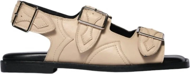 Women's Faye Western Buckle Sandal In Sand Calf