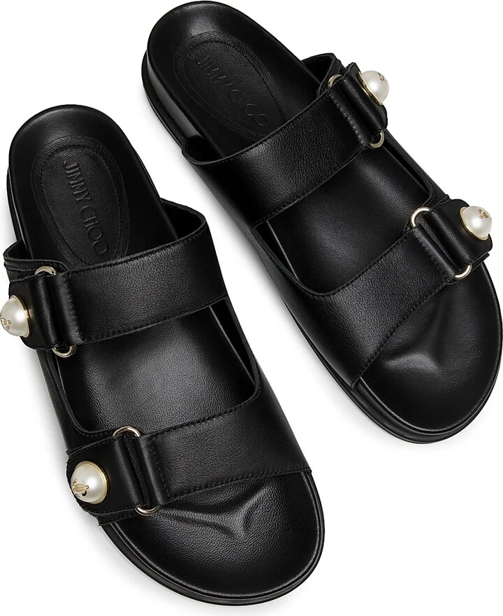 Women's Fayence Pearl-Embellished Flats - Black - Size 5.5 - Image 4