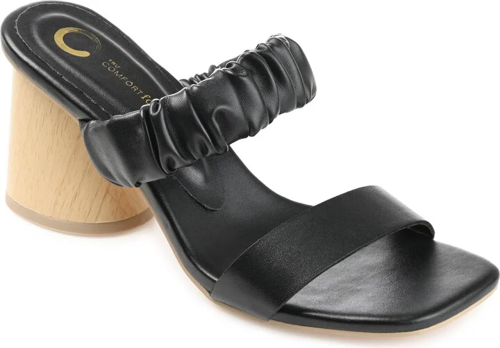 Womens Fayth Tru Comfort Foam Open Square Toe Block Heel Sandals