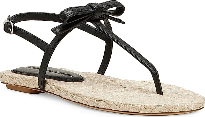 Women's Felicity Bow-Detailed Leather Espadrille T-Strap Sandals - Black Natural - Size 10 - Image 2