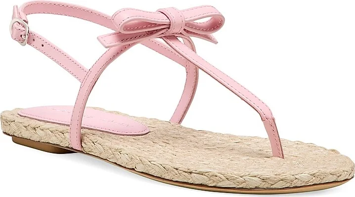 Women's Felicity Bow-Detailed Leather Espadrille T-Strap Sandals - Black Natural - Size 10 - Image 5