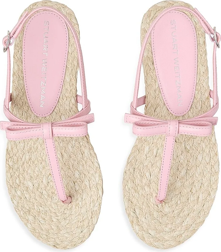 Women's Felicity Bow-Detailed Leather Espadrille T-Strap Sandals - Black Natural - Size 10 - Image 6