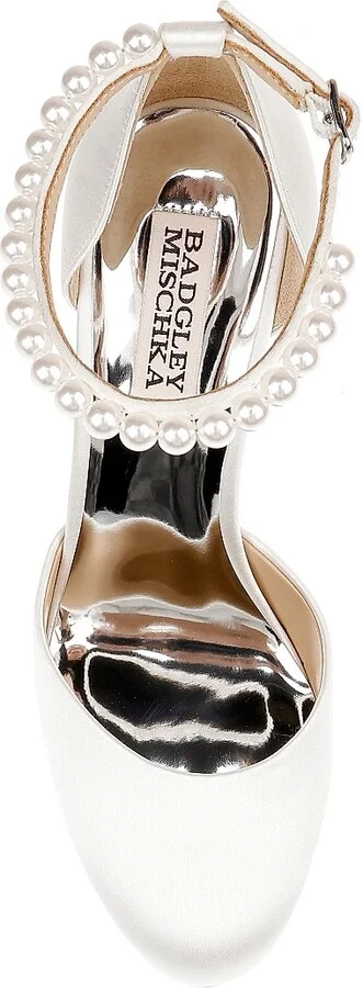 Women's Felixa 125MM Imitation Pearl-Embellished Satin Platform Pumps - White Satin - Size 6.5 - Image 5