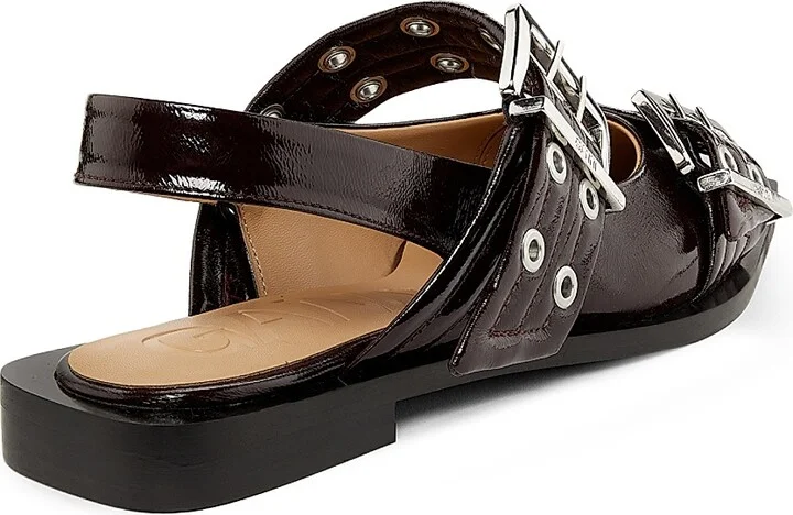 Women's Feminine Buckle Ballerina Flats - Burgundy - Size 5 - Image 3