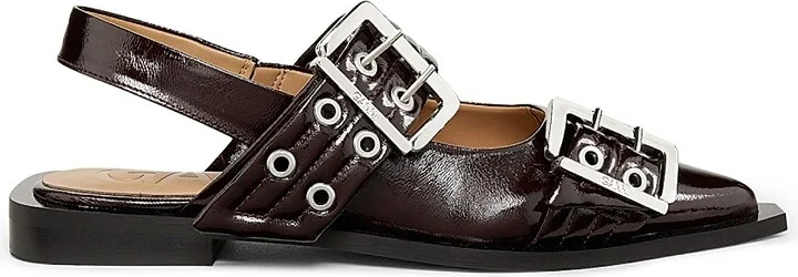Women's Feminine Buckle Ballerina Flats - Burgundy - Size 5