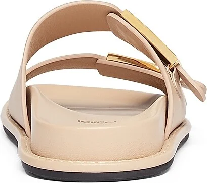 Women's Fendi Feel Buckle Leather Slides - Black - Size 5 Sandals - Image 7