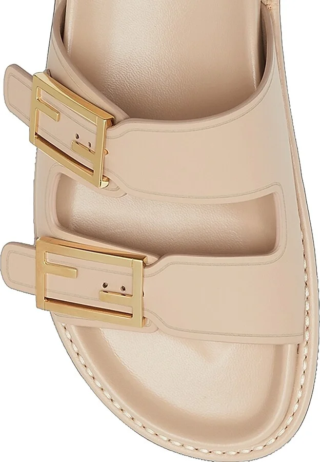Women's Fendi Feel Buckle Leather Slides - Black - Size 5 Sandals - Image 8