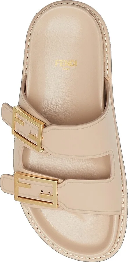 Women's Fendi Feel Buckle Leather Slides - Black - Size 5 Sandals - Image 9