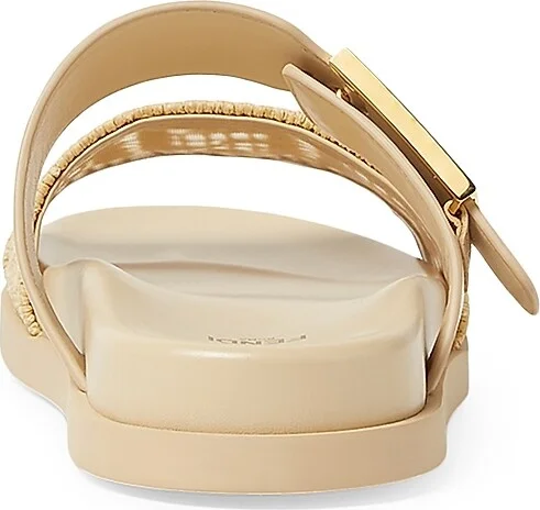 Women's Fendi Feel Woven Double Strap Slides - Beige - Size 5 Sandals - Image 3