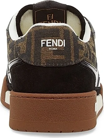 Women's Fendi Match Suede & Jacquard Low-Top Sneakers - Granite - Size 5 - Image 6