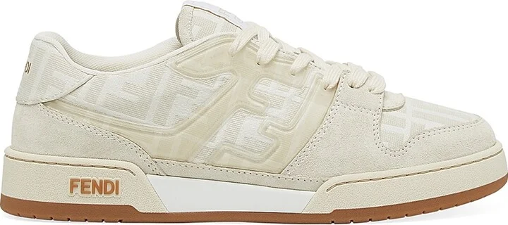 Women's Fendi Match Suede & Jacquard Low-Top Sneakers - Granite - Size 5
