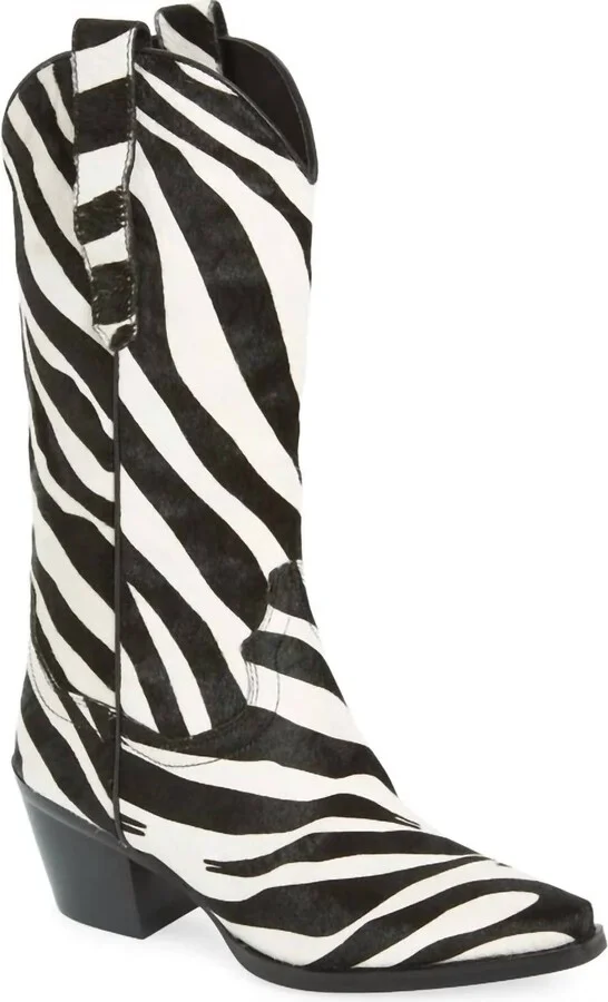 Women's Festival Dagget Western Cowboy Boot In Black And White