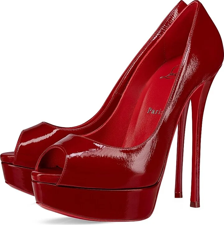 Women's Fetish Peep Patent Leather 150MM Pumps - Loubi - Size 11.5 - Image 2