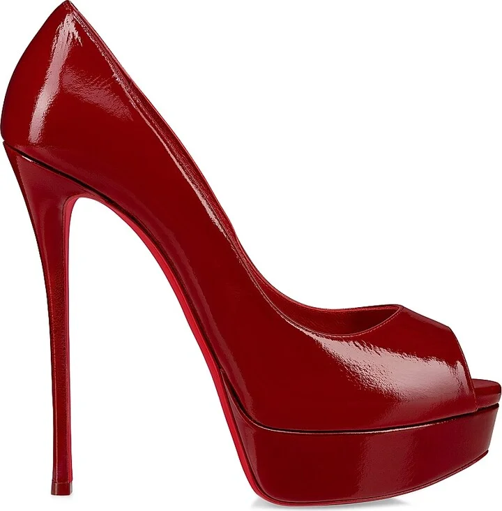 Women's Fetish Peep Patent Leather 150MM Pumps - Loubi - Size 11.5